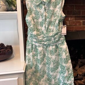 Kensie White and Green Leaf Mini Dress